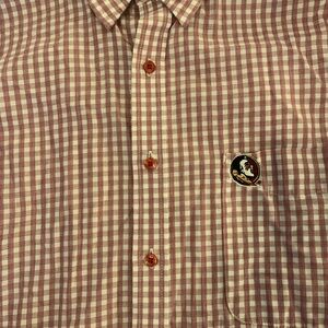 Antigua Maroon and White Plaid Button Down Shirt